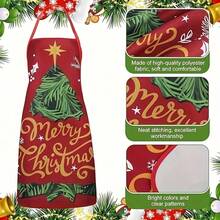 4Pcs Vintage Red Base Christmas Element Halter Apron For Home Kitchen Use Holiday Scene Photo - Multicolor - View 4