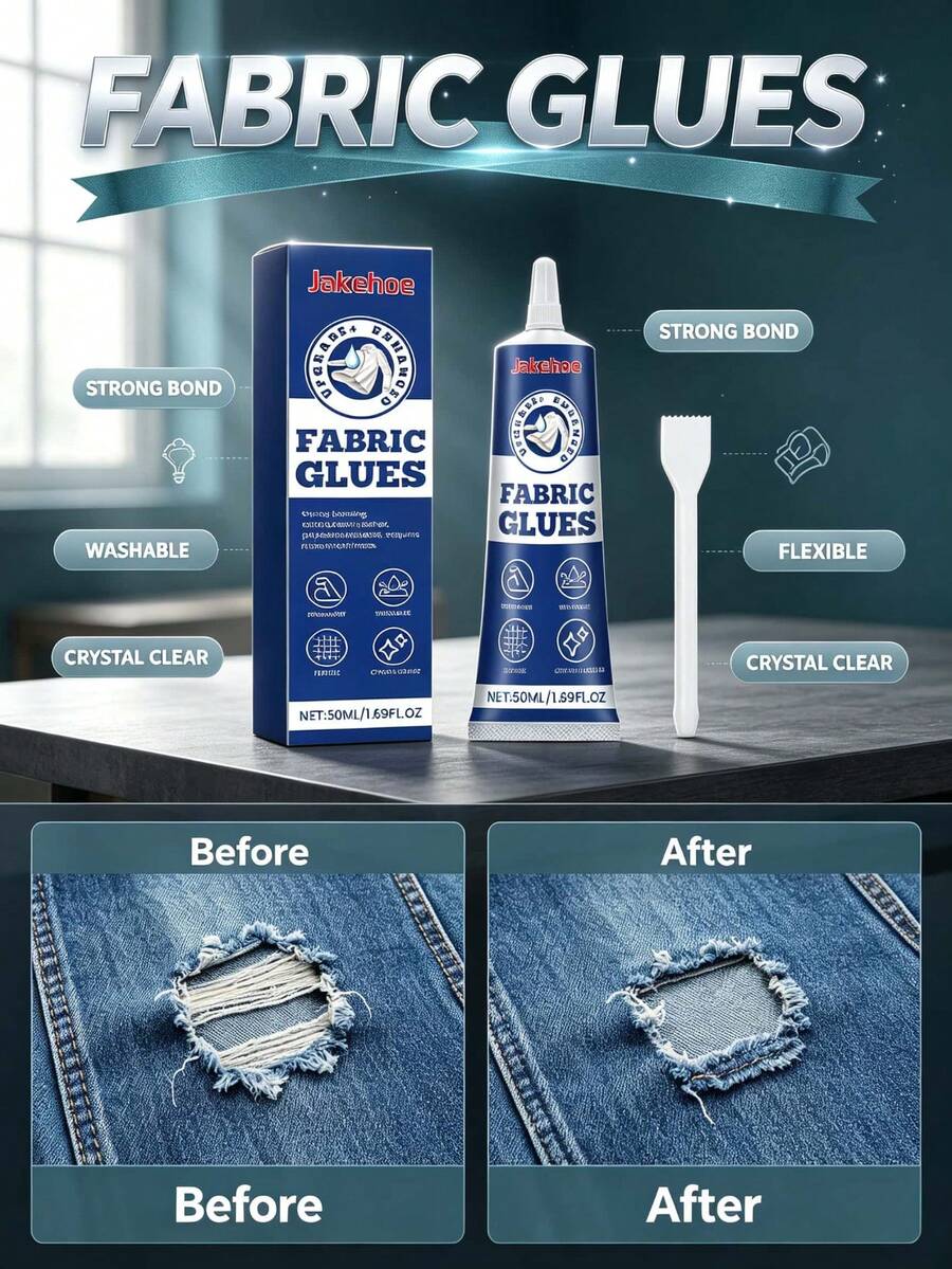 Fabric Adhesive Glue, Multi-Purpose Fabric Glue, Clothing Pattern Bonding Agent, Soft Adhesive