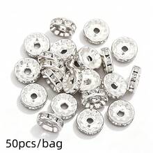 50顆金色調白色水鑽DIY手工隔珠，可用於珠寶製作項鍊，散珠，圓形帶孔 - 圓形隔珠 - 查看 22