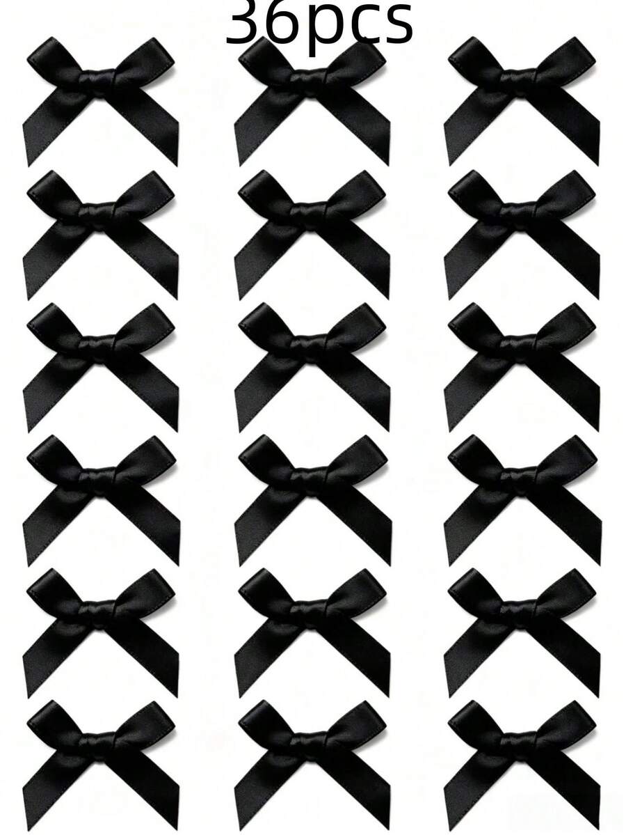 18 Pcs Ballet Style Teen Cute Elegant White Ribbon Bow Hair Clips - Black - View 1
