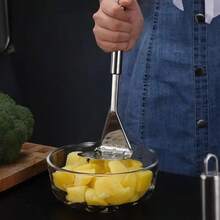 1pieza Machacador de Papas de Acero Inoxidable, Prensa Manual para Puré, Utensilio de Cocina Resistente con Mango Cómodo, Ideal para Papas, Aguacate, Verduras y Alimentos Suaves, Fácil de Usar y Limpiar, Accesorio Práctico para Cocina Mexicana, Perfecto para Preparar Purés, Guarniciones y Recetas Caseras - Plateado - Ver 5