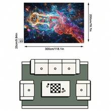 1PC Colorful Sci-Fi Mechanical Hand Game Controller Future Tech Style Crystal Velvet Rectangular Area Rug, Starry Sky Neon Light Effect Details, Machine Washable, Suitable For Gaming Room Bedroom Home Decor, All Season Use, Aesthetic Home Decoration - Multicolor - View 17