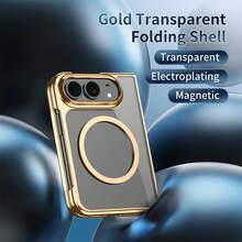 Casing Ponsel Magnetik Transparan Kompatibel dengan iPhone Duo, Pelindung Ponsel Transparan Ultra Tipis + Pelindung Layar 2-in-1, dengan Tepi Berlapis Elektrolit, Pelindung Lensa Kamera Terintegrasi, Kompatibel dengan MagSafe, Bagian Belakang Keras Anti-Menguning, Kompatibel dengan iPhone Duo - Emas - View 2