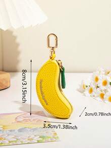 CHARM INFINITE Creative Banana Shaped Mini Coin Purse Keychain, Faux Leather Zipper Mini Storage Bag Pendant, Can Be Hung On Backpack, Handbag, Portable Carabiner Charm, Exquisite Christmas Surprise Gift For Women And Girls - Yellow - View 7