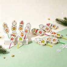 24Pcs Christmas Lollipop Paper Cards Cute Animal Santa Candy Holder Xmas Party Favors Decorations - View 7