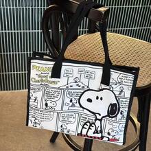 1 st Snoopy tygkasse i canvas, stor axelväska med stor kapacitet, lämplig för daglig pendling, skola och picknick, söt tecknad present för kvinnor och flickor - A - Visa 8
