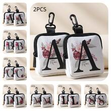 1/2pcs Letter Print Mini Coin Purse, Zipper Closure Small Pouch With Swivel Hook For Earphones Coins Keys Small Items, Can Hang On Backpack - Multicolor - View 1