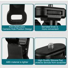 Universal 1/4" Screw Clamp Mount, Adjustable Heavy‑Duty Spring C‑Clamp For Fill Light Microphone Action Camera, Portable Desk Laptop Phone Holder Clip For Live Streaming Vlog Photography, Mount Only - Black - View 3