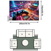 1件裝賽博龐克霓虹電競設備未來科技風水晶絨長方形地毯，3D彩色發光控制器細節，可機洗，適合電競房、臥室居家裝飾，四季通用，美學家居裝飾 - 彩色 - 查看 15