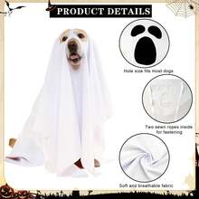 8PCS-Pet Halloween Ghost Cape Cosplay Costume, Spooky Ghost Cloak Party Dress-Up Outfit & Photo Prop For Small Medium Dogs Cats Halloween Party Decor - Multicolor - View 3