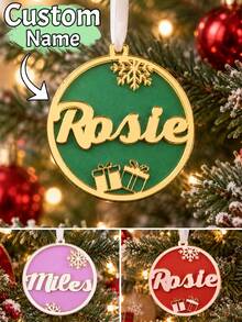 Custom Name Acrylic Christmas Ornament, Personalized Snowflake Tree Decoration, Festive Round Hanging Decor, Customized Wall Ornament And Bag Charm, Customizable Holiday Party Decoration, Christmas Tree Decorations, Christmas Gift For Family Friends - Style a - View 1