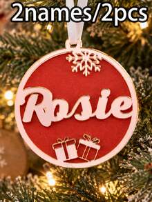 Custom Name Acrylic Christmas Ornament, Personalized Snowflake Tree Decoration, Festive Round Hanging Decor, Customized Wall Ornament And Bag Charm, Customizable Holiday Party Decoration, Christmas Tree Decorations, Christmas Gift For Family Friends - Style a - View 18