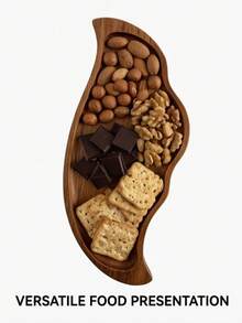 1pc Premium Rose Wood Serving Tray, Solid Wood Polished Easy Clean, Multi-Use Coffee Dessert Cheese Food Plate, Kitchen Accessory For Home Party Terrace Picnic, Table Decor For Living Room Bedroom, Halloween Christmas All Season Use - View 4