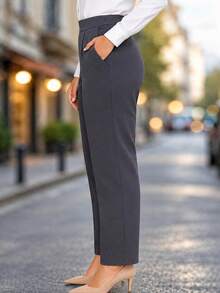 Fashion Plus Size Women's New Arrival All-Season Versatile Commuter Casual Long Pants - Dark Grey - View 3