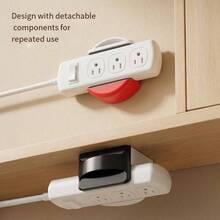 2 Pieces No-Drill Suction Cup Wall-Mounted Shelf, Extendable Multi-Functional Wall Power Strip And Phone Holder Bracket, Suitable For Power Strips, Remotes, And Home Kitchen Or Bathroom Accessories - Multicolor - View 8