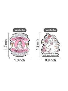 Cute Unicorn Enamel Pins, Cartoon Pink Unicorn Quote Brooch, Decorative Lapel Pin For Backpack Jacket - Multicolor - View 10