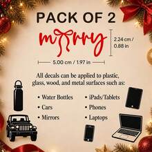 Christmas Merry Bow Cute Rearview Mirror Stickers, Holiday UV Transfer Decals, Self-Adhesive Christmas Car Rearview Mirror Decoration, Suitable For Laptops, Mobile Phones, Water Bottles, Multi-Purpose Decorations - A2 - View 3