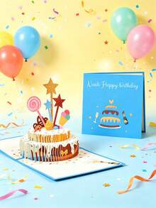 1pc Customized Text 3D Pop-Up Greeting Card, Creative Premium Card For Holiday Party Birthday, Floral Decoration Message Card - Single Piece - View 6