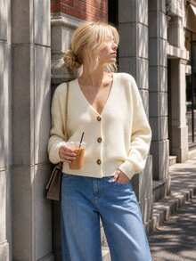 White Women's Thin Knit Cardigan - White - View 1