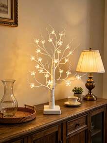 1PC/2pcs Sakura Birch Tree LED Light 60CM 24 Lights Battery & USB Dual Power Desktop Tree Lamp For Birthday Gift, Proposal Scene Decoration, Atmosphere Lighting - Warm White - View 6