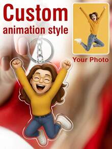 1pc Customized Photo Acrylic Keychain, Double-Sided Personalized Unique Shape, With Glitter Decoration, Colorful Accessories, Suitable For Family, Friends, Pets, Personalized Gift - Acrylic Keychain 6cm - View 12