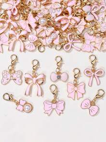 10/20/100pcs Oil Drop Butterfly Metal Pendant DIY Universal Clasp Charm Accessories Bowknot Pendant Bracelet Necklace Earring Decoration - Red - View 1