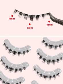 Snake Series Cold Beauty Thick Lower Eyelashes, One-Piece Natural Realistic Transparent Stem Manga Slouchy Style Short Lower False Eyelashes, 1 Box 5 Pairs - Black - View 3