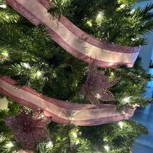 Glitter Red Flower 4 Inch Christmas Tree Decoration Christmas Decor - Pink - Multicolor - View 3