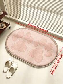 SANJIANGDI 1pc Pink Cat Paw Pattern Of Kitchen Mat, 0.6mm Faux Cashmere Material, Soft And Machine Washable, Suitable For Kitchen, Hallway, Bathroom, Living Room, Outdoor Entrance, And Toilet, Usable Year-Round And Adaptable To Various Occasions - Multicolor - View 9