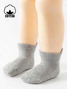 12 Pasang Kaos Kaki Anak-Anak Warna Hitam, Putih, Abu-abu, Bahan Katun Anti Selip, Cocok untuk Olahraga, Trampolin, dan Pakaian Dalam Ruangan - MultiWarna - View 3