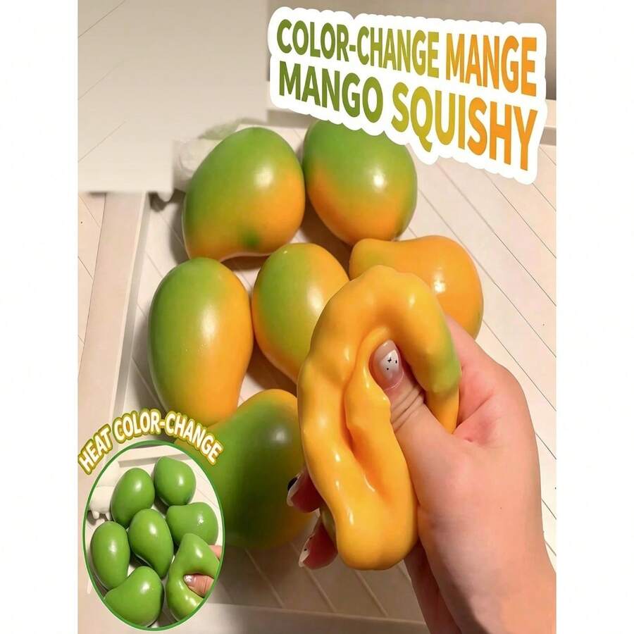 Handmade Crispy Mango Squeeze Ball, Color-Changing Mango Stress Ball, ASMR Sensory Stress Relief Toy - Multicolor - View 1