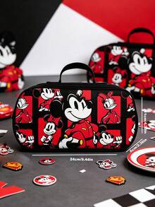 Disney 1pc Cute Cartoon Mickey Mouse Large Capacity Pencil Case, Multi-Function Student Stationery Storage Organizer Bag With Handle - Multicolor - View 6