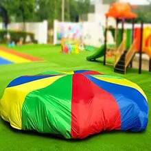 Rainbow Parachute 6.56ft Long Random Color Outdoor Party Activity Suitable For Collaborative Team Games And Family Team Building - 2M - View 4