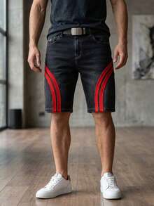 Men Denim Shorts - Black - View 1