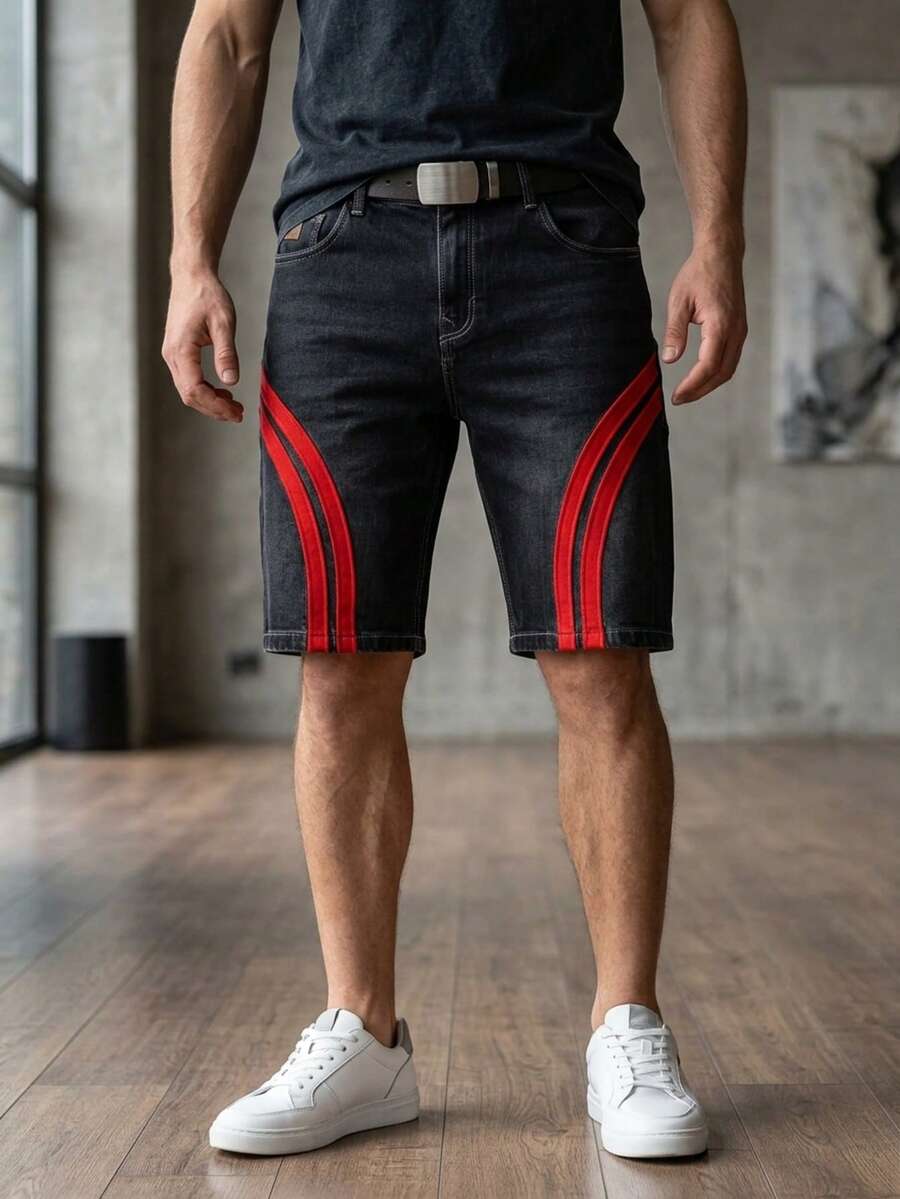 Men Denim Shorts - Black - View 1