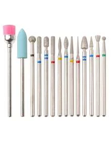 14pcs Nail Drill Bit Set, Gel Removal Polishing Tools, Foot & Hand Nail Care Rotary Grinding Head Buffer Polishing Drill Bit Set - Blue - View 6