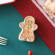 2pcs Xmas Gingerbread Man Pepper Salt Shaker Creative Ceramic Seasoning Shakers Ceramic Tableware Set Relief Damp Proof - As Show - View 3