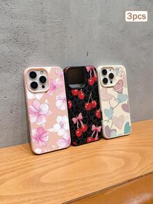 3件裝彩色印花元素 TPU 防震全包覆手機保護殼 精準防護套 適用於 Apple 11/12/13/14/15/16/17 Pro Max - 彩色 - 查看 2
