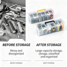 7-Piece Transparent Storage Box Set, Portable Divided Storage Box Includes 6 Small Boxes And 1 Large Box, Suitable For Garage, Tools, Screws, Hardware, Small Parts, Craft Materials And Toys Storage. 1/6/7Pcs - Clear - View 6