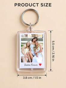 Custom Photo & Text Personalized Keychain, Couple Photo Keyring, Valentine's Day Gift, Birthday Gift, Suitable For Family, Christmas, Acrylic Material - Multicolor - View 4