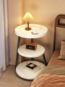 3-Tier Round Side Table, Multi-Layer Sofa Corner Small Coffee Table, Living Room Bedroom Side Storage Table, Multi Color Tabletop Optional - Multicolor - View 8