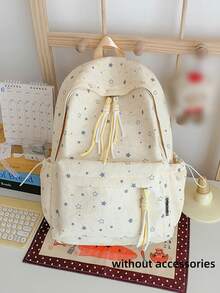 Tie Dye Star Printed Backpack + Adjustable Breathable Shoulder Straps + Outdoor Travel & Shopping + Pastel Blue Sweet Backpack - Multicolor - View 7