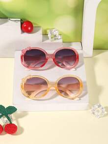 2pcs 3-8Y Girls Cute Bowknot Glitter PC Frame Fashion Eyeglasses For Party & Daily Dressing With Glasses Box - Multicolor - View 2