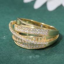1pc Luxury Multi-Layer Spiral Intertwined Design Ring, Suitable For Daily And Vacation Wear, Ideal Gift - Gold - View 2