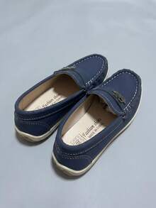 Children's Flat Shoes, Big Kids Student Slip-On Driving Loafers - Blue - View 3