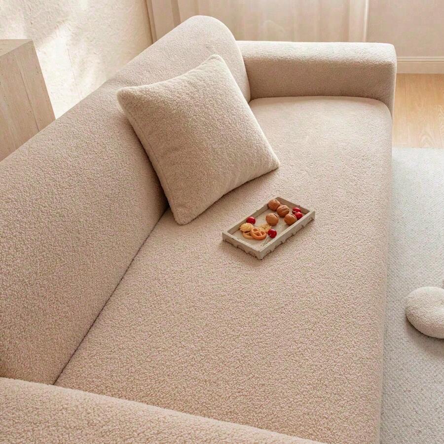 1 pieza Funda de sofá de felpa de peluche, antideslizante y duradera, amigable con las mascotas, resistente a la decoloración, versátil, a prueba de arañazos, alta elasticidad, disponible en múltiples colores, elegante y cómoda, lavable a máquina, reutilizable, adecuada para todas las estaciones