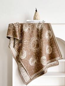 1pc Faux Cashmere Design Planet Pattern Jacquard Warm Scarf For Women, Air Conditioning Room Blanket, Autumn/Winter Outdoor Travel Cold Protection Neck Warmer, Soft Decorative Scarf Shawl Dual-Use, Suitable For Daily Matching, First Choice For Gifts - Multicolor - View 4