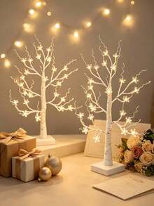 1PC/2pcs Sakura Birch Tree LED Light 60CM 24 Lights Battery & USB Dual Power Desktop Tree Lamp For Birthday Gift, Proposal Scene Decoration, Atmosphere Lighting - Warm White - View 1