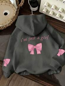Tween Girl Fun Graphic Print Sweatshirt, Warm & Comfortable Thermal Lined Pullover Sweatshirt For Autumn/Winter - Dark Grey - View 3