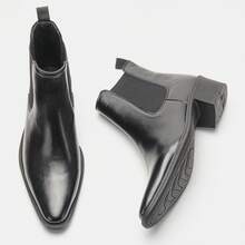 Men's Chelsea Boots Thick Sole Pointed Toe Elegant Vintage Style - Black - View 10